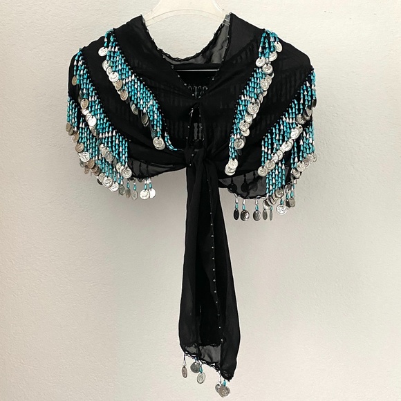 Accessories - Belly Dance Hip Scarf Wrap Skirt Sash Silver Coins